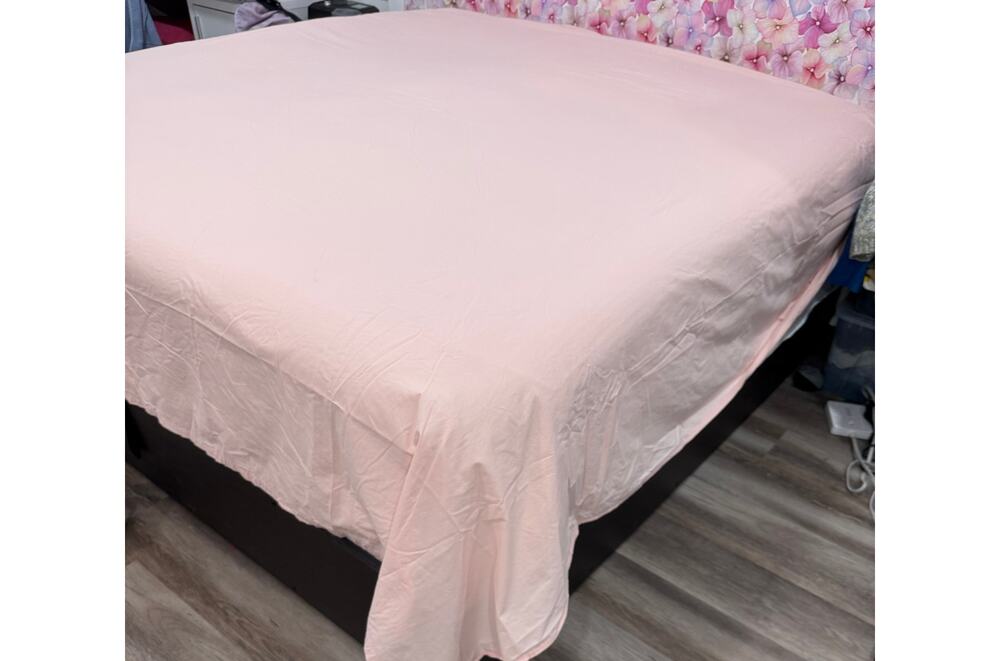 VINTAGE Ralph Lauren King Flat Sheet Pink Solid Cotton Made USA 103 x104 Bedding